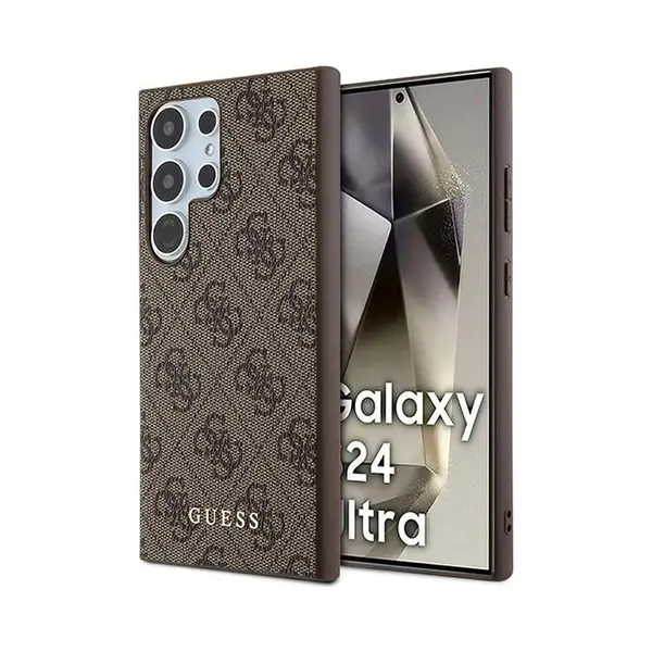 Cg Mobile Guess GUHCS24LG4GFBR Case For S24 Ultra S928 Brown Hardcase 4G Metal Gold Logo thumbnail