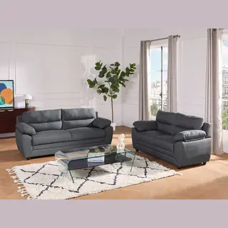 Vente-unique Sofa 3-Sitzer & 2-Sitzer - Stoff - Anthrazit - Manoa