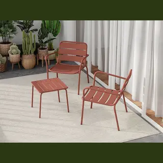 Vente-unique Garten-Beistelltisch Quadratisch - Metall - Terracotta - Mirmande Von Mylia