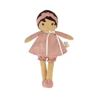 Kaloo - Tendresse - Amandine - My 1st Soft Doll - 32 Cm Fabric - Pink Muslin Dress - Olive Skin - Pretty Gift Box And Customisable Ribbon - 0 Months