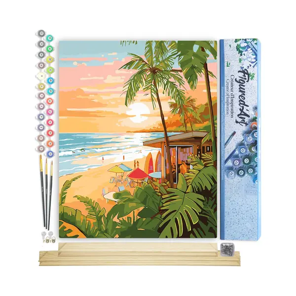 Figured'Art Schilderen Op Nummer Volwassenen Canvas Surfclub- Handwerk Acrylverf Kit Diy Compleet - 40x50cm Met Diy Houten Lijst thumbnail