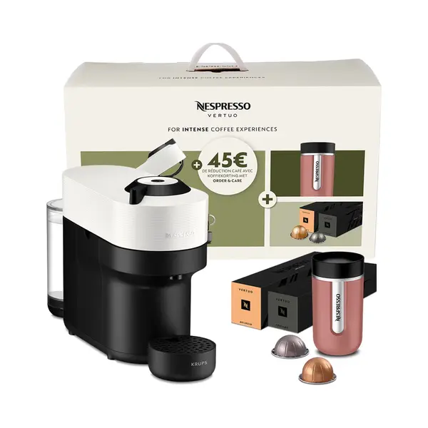 Krups Nespresso Vertuo Pop + 20 Capsules + Travel Mug – Koffiecupmachine - Coconut White thumbnail