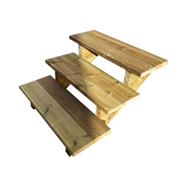 Vinuovo- Berlin - Gartentreppe Holz 3 Stufen - H 54 Cm - Ohne Setzstufen, Breite 80 Cm - Bausatz-Treppe Aus Kesseldruckimprägniertem Holz. Für thumbnail