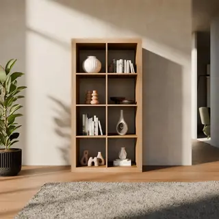 Sweeek - 4-level Bookshelf With 8 Compartments, Mango Wood Effect, W 76 X D 39 X H 146cm