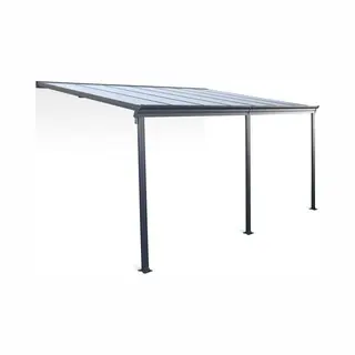 Sweeek 3x4m Aluminium Lean-to Pergola With Gutter Anthracite 443x299x258 Cm - Avenio