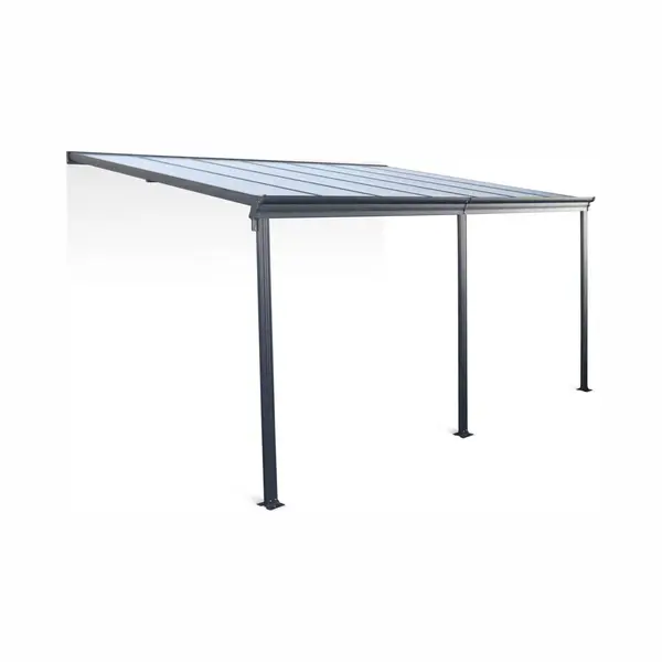 Sweeek 3x4m Aluminium Lean-to Pergola With Gutter Anthracite 443x299x258 Cm - Avenio thumbnail