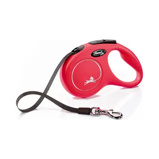 Flexi New Classic Gurt-Leine Rot, 5 M - Größe S, Bis 15 Kg
