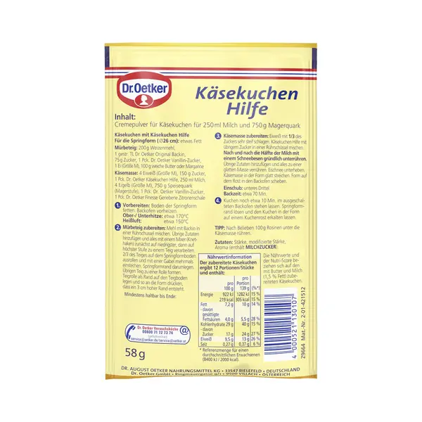 Dr. Oetker Oetker Käsekuchen Hilfe thumbnail