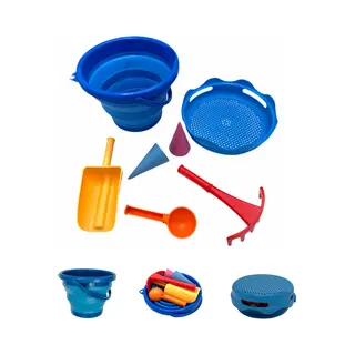 Schildkröt Funsports 7in1 Sand Toys Falteimer Set, Farbe: Blau