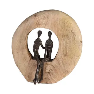 Casablanca By Gilde, Deco Object, Casablanca Sculptuur "Koppel"mangohout/aluminium. H.24cm