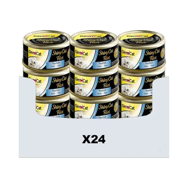 GimCat ShinyCat Filet Thunfisch - Katzenfutter Mit Saftigem Filet Ohne Zuckerzusatz Für Ausgewachsene Katzen - 24 Dosen (24 X 70 G) thumbnail