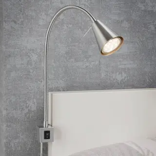 Briloner Led-Wandlampe Tuso, Nickel, Bettmontage, Metall