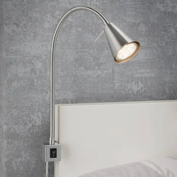 Briloner Led-Wandlampe Tuso, Nickel, Bettmontage, Metall thumbnail