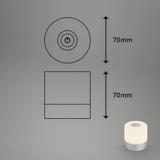 Briloner - Mini Led Akku Tischleuchte Ip44, Stufenweise Dimmbar, Touch, Mobiles Licht, Led Tischlampe Aussen, 7 Cm Hoch, Silber