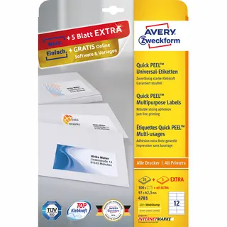 Avery Universal-Etiketten, weiß, 97 x 42,3 mm, permanent