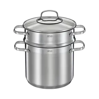 RÖSle Spaghettitopf Elegance, Edelstahl 18/10 (1-tlg), Mit Pastaeinsatz Und Innenskalierung, 5 Liter, Induktion