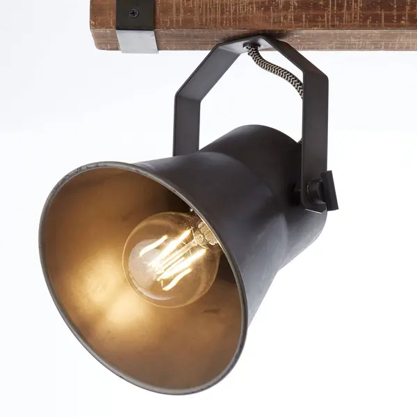 Brilliant Plafondspot Plow, Zwart/hout Donker thumbnail