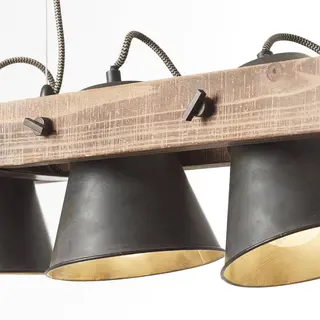 Brilliant Hängeleuchte Plow Fünfflammig, Schwarz/holz Dunkel