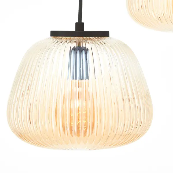 Brilliant Pendellampe Kaizen, Länge 105 Cm, Bernstein, 3-flg., Glas thumbnail