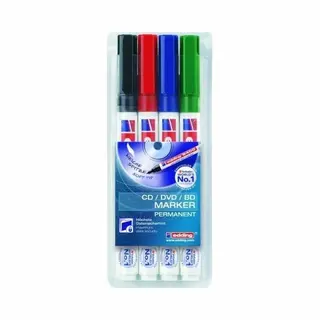 Edding 8400 permanente marker Kogelpunt Zwart, Blauw, Groen, Rood 4 stuk(s)