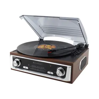 Soundmaster PL196H draaitafel Zwart, Zilver, Hout