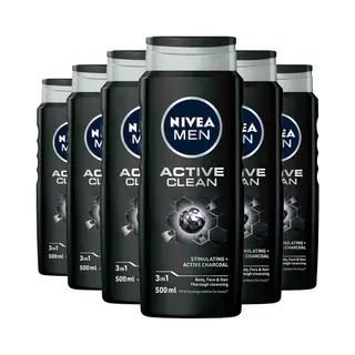 6x Nivea Men Douchegel Active Clean 500 Ml