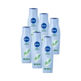Nivea 2-in-1 Express Haar Shampoo & Conditioner - Shine Serum - Met Aloë Vera - Haarshampoo - Voordeelverpakking - 6 X 250 Ml