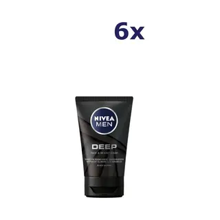 Nivea Men Deep Face + Beard Wash - 6x100ml - Voordeelverpakking