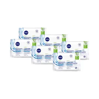 Nivea 3-in1 Verfrissende Reinigingsdoekjes - Make-up Remover Doekjes - Normale Tot Gemengde Huid - Lotusbloemextract - Gezichtsreiniger - 6 X 25 Stuks