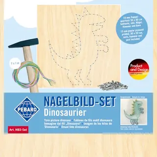Pebaro Kreativset Nagelbild-Set, Fadenbild, Mit Motiv Dinosaurier, NB3-Set