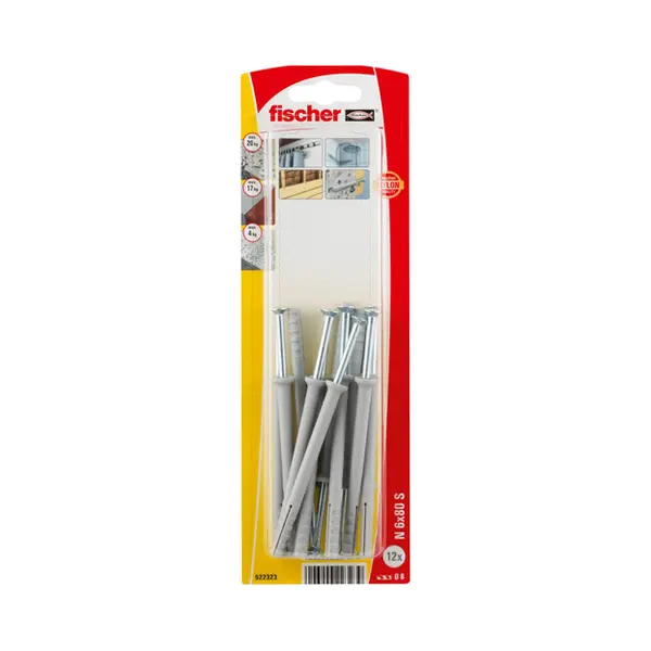 Fischer 522323 Schraubanker/Dübel 12 Stück(e) Schrauben- & Dübelsatz 80 mm thumbnail