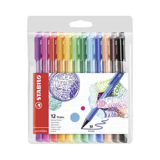 Stabilo pointMax Fineliner Medium Schwarz, Blau, Braun, Grün, Hellblau, Hellgrün, Orange, Pink, Violett, Rot, Gelb 12 Stück(e)