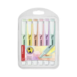 Stabilo swing cool pastel, markeerstift, etui met 6 kleuren