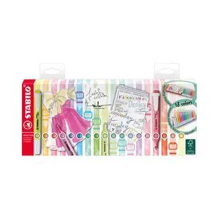 Stabilo swing cool Deskset permanente marker Blauw, Groen, Oranje, Pastel, Roze, Rood, Geel 18 stuk(s)