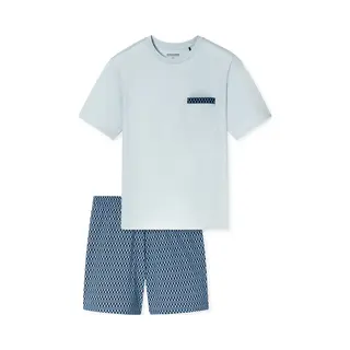 Schiesser Pyjama Kort 'Comfort Nightwear' Navy / Lichtblauw