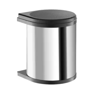 Hailo Einbaumülleimer Hailo Abfallsammler 3515031 Edelstahl Poliert Schwarz 15 Liter, Für Schrankbreite Ab 400 Mm Mit Drehtür