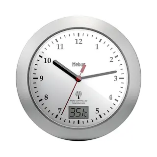 Mebus 41124 Wandklok Zendergestuurd 17 Cm X 6 Cm Zilver Geschikt Voor Vochtige Ruimtes