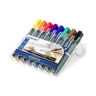 Staedtler 352 WP8 permanente marker Zwart, Blauw, Bruin, Groen, Oranje, Rood, Violet, Geel 8 stuk(s)