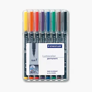 Staedtler 318 WP8 permanente marker Zwart, Blauw, Bruin, Groen, Oranje, Rood, Violet, Geel 8 stuk(s)