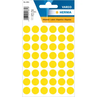 Herma Multi-purpose labels / colour dots, Ø 13 mm, round, yellow selbstklebendes Etikett Kreis Dauerhaft Gelb 240 Stück(e)