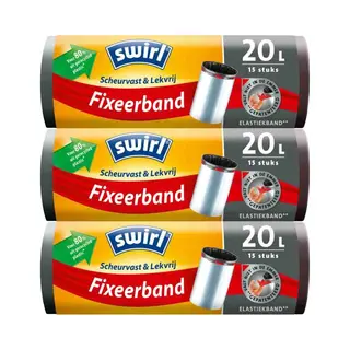 Swirl Pedaalemmerzakken Met Fixeerband 20 Liter - 3 X 15 Stuks - Voordeelverpakking