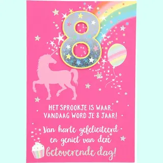 Depesche - Kaart Met Leeftijd "De Mooiste Leeftijd" Met De Tekst "8 Jaar - Het Sprookje Is Waar ..." - Mot. 015