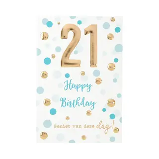 Depesche Cijferkaarten - De Mooiste Leetijd - Verjaardagskaart 21 Happy Birthday Geniet Van Deze Dag!