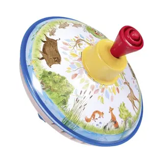 Goki 53780 - Brummkreisel Auf Der Lichtung Aus Blech, Farbenfroher Kreisel Bringt Freude Und Spaß Ins Kinderzimmer, Klassischer Schwungkreisel Mit