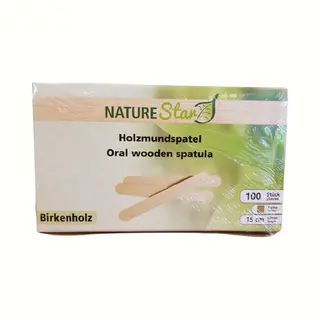 Naturestar, Wegwerpservies, Houten Mondspatel Bio 150x18x1, 5mmVE=100 Stuks Dispenserdoos (100 x)