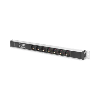 Digitus Aluminium outlet strip with overvoltage protection and line filter, 7 safety outlets, 2 m supply safety plug