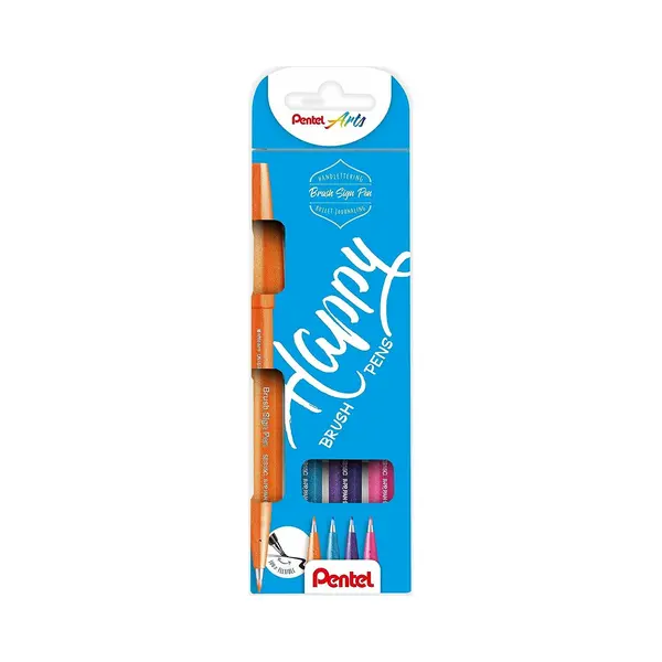 Pentel Kalligrafiestift Brush Sign Pen Set Happy thumbnail