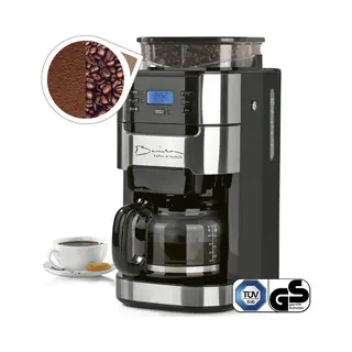 Barista Kaffee & Technik Barista Filterkaffeemaschine Mit Verstellbarem Mahlwerk & Glaskanne | Warmhaltefunktion, 24h Timer & Permanentfilter | Für 10 Tassen Kaffee |