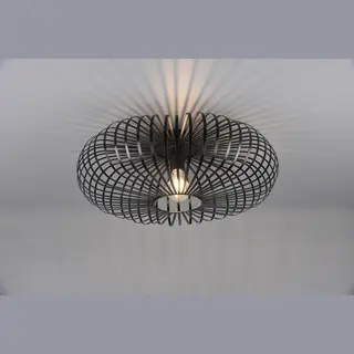 Trio Lighting - Deckenleuchte Johann Gitter Lampenschirm Metall In Schwarz, Ø 50cm