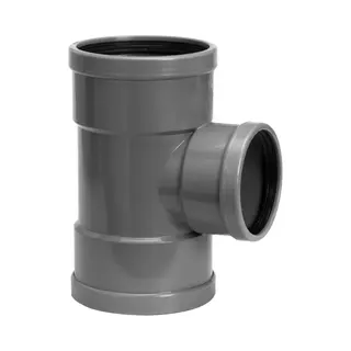 Mega T-stuk 87° Pvc-U 200 Mm X 160 Mm X 200 Mm SN4 Manchet Grijs Komo/Benor